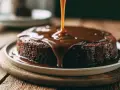 Un gâteau au chocolat moelleux est nappé d'une sauce caramel onctueuse. Une invitation à découvrir comment faire du caramel.