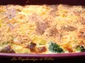 Un gratin brocolis pomme de terre doré et gratiné, prêt à être dégusté.
