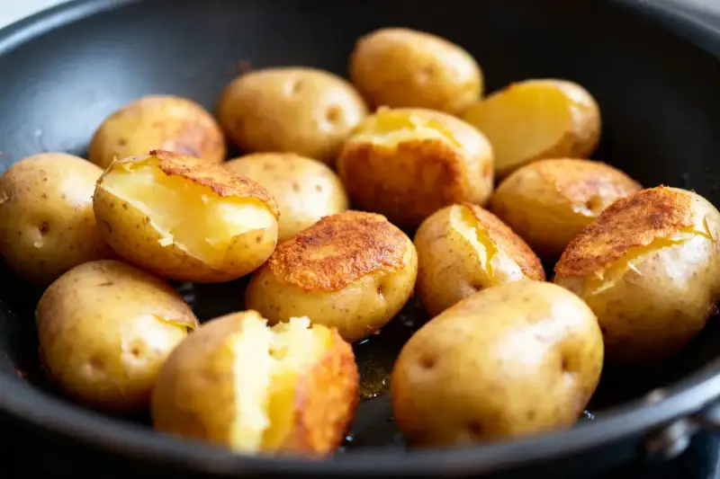 Pommes de terre dorées et tendres, prêtes à être dégustées, parfaites pour une recette Cookeo facile et savoureuse.